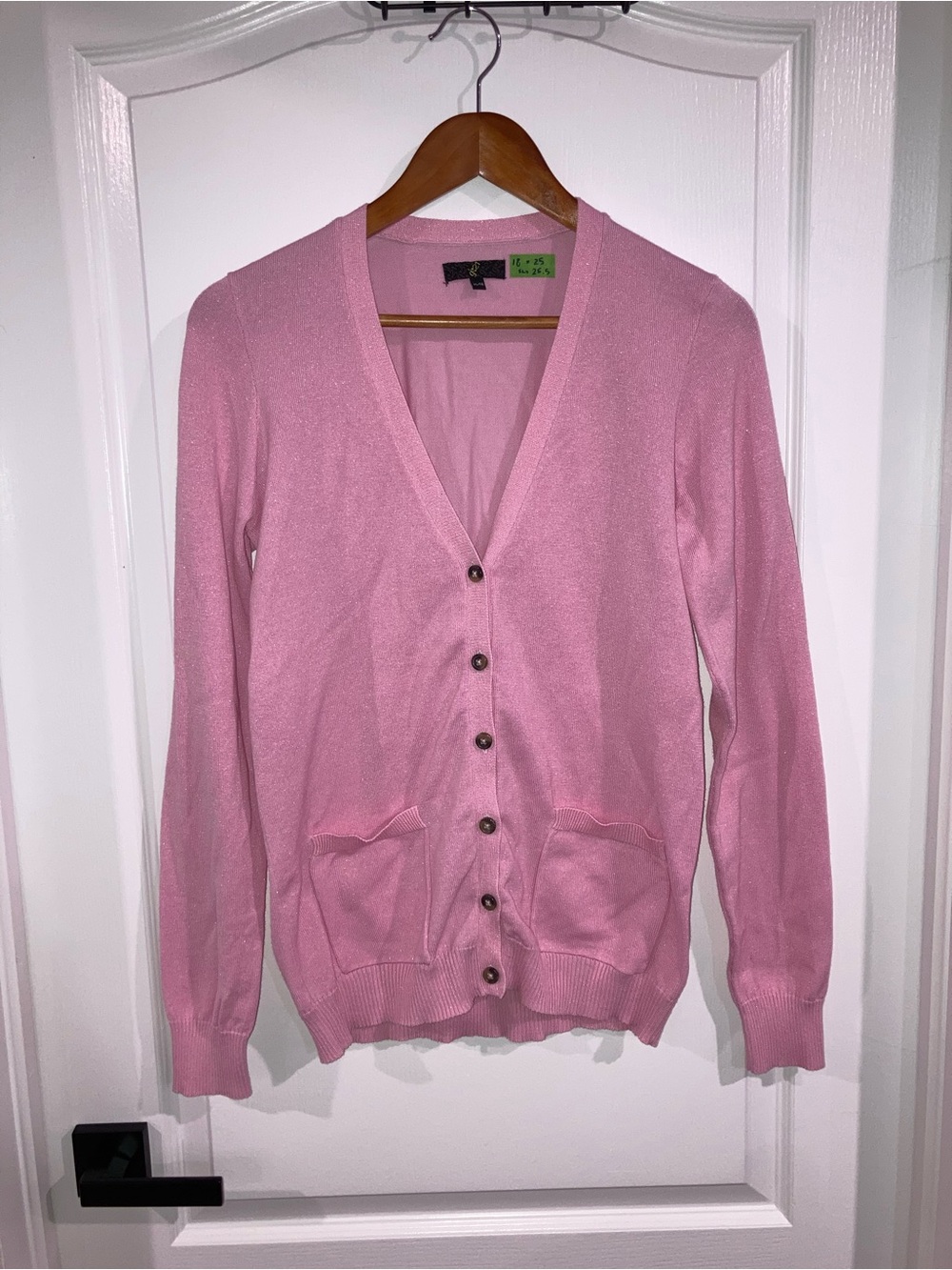 g21 Light Pink Glitter V-Neck Cardigan- size M